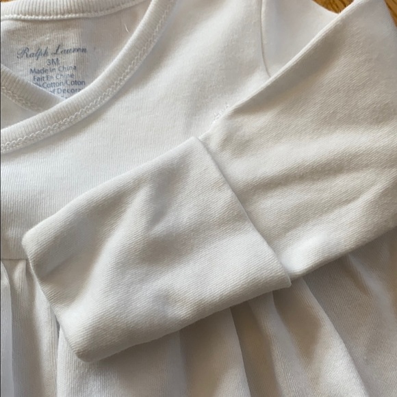 Ralph Lauren white onsie, hand covers, 3M - Picture 4 of 5